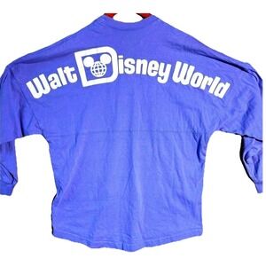 Disney Parks Spirit Jersey Shirt Blue Long Sleeve Puff Print Size XS